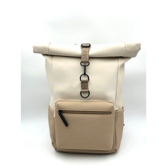 EUC Pajar Jiro Waterproof Rolltop Backpack White Cream Tan Laptop Sleeve Zipper main image 6